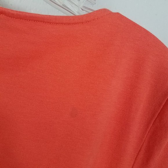 Talbots Women's Orange Pumpkin Spice Mini Ruffle Short Sleeve Shirt Top Blouse - Picture 6 of 8